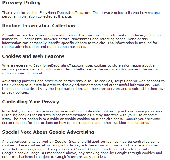 privacy policy privacy policy
